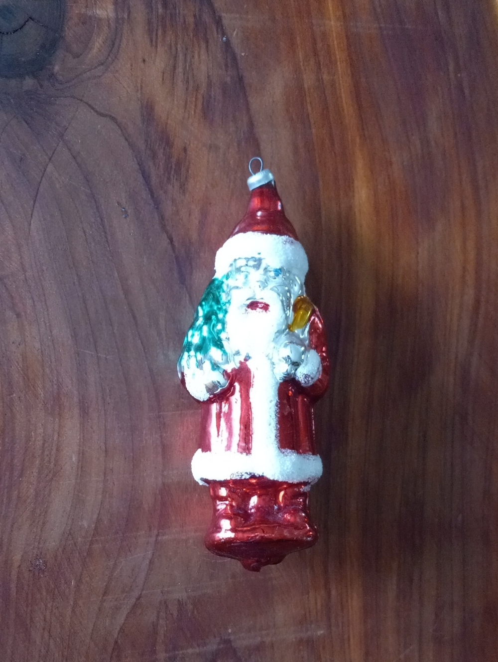 Vintage West Germany Mercury Glass Santa Claus Christmas Ornament